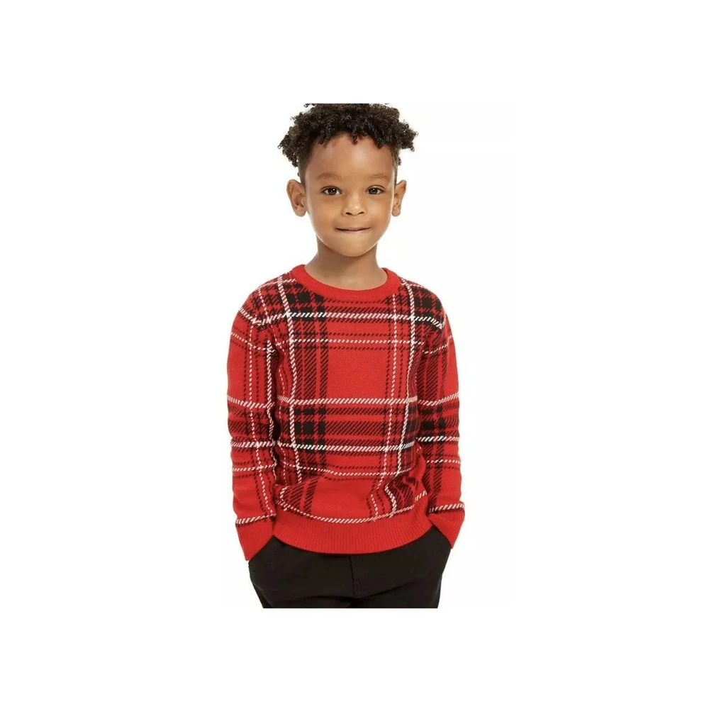Charter Club Little Boys Red Plaid Family Sweater, Size 6‎